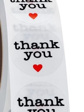 200 THANK YOU Stickers w/ Red Heart 1"